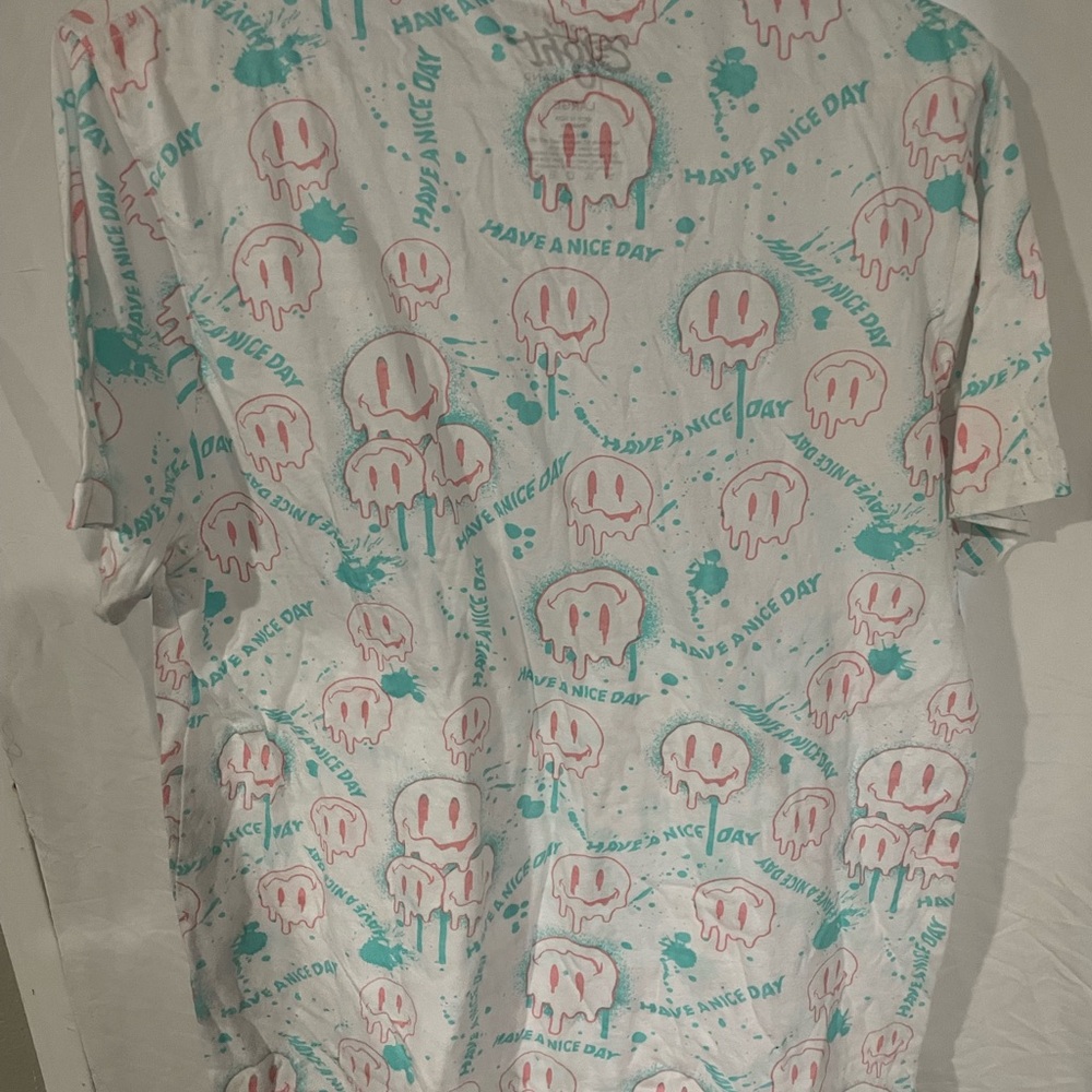 Eighty Eight White Tee with Pink and Teal Graphics